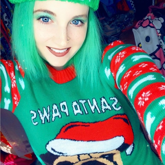 Santa paws pug red and green Christmas sweater - Picture 2 of 7